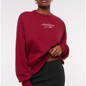 Abercrombie & Fitch Red Manifesting A Nap Embroidered Lounge Sweatshirt L/XL